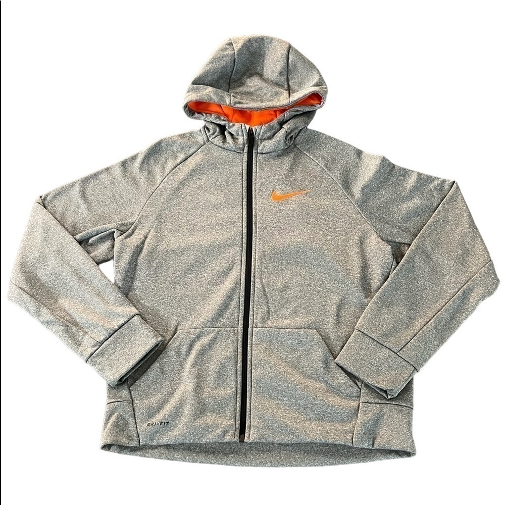 NIKE GRAY LIGHTWEIGHT DRI-FIT HOODED ZIPPERED JACKET SIZE YOUTH XL
